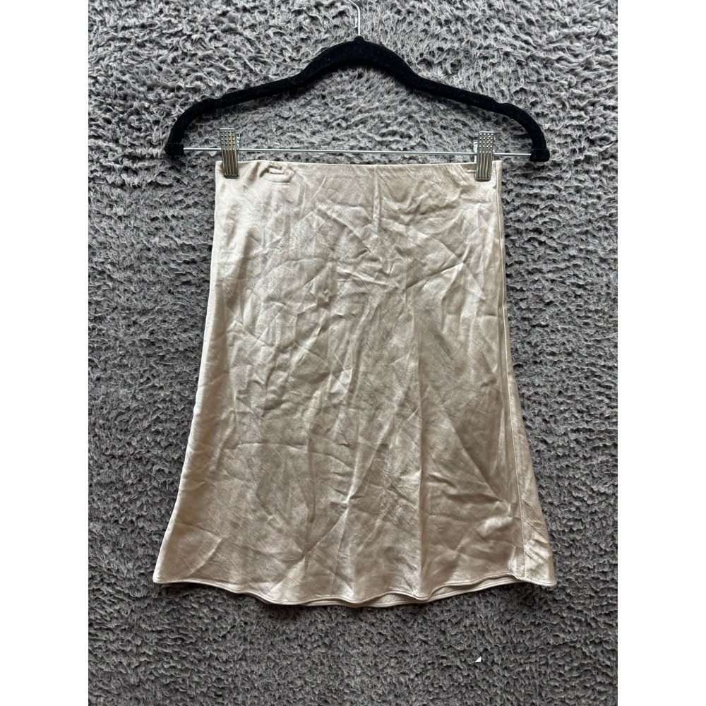 Aritzia Babaton Satin Slip Mini Slip Skirt Beige Womens Size 2